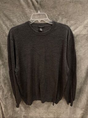 Mark Shale Men's Dark Charcoal Crewneck Sweater Merino Wool Thin Knit